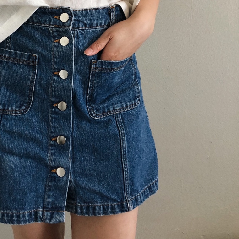H&M Denim Button Front Mini Skirt